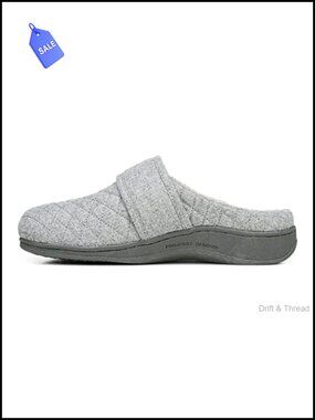 Supportive Mule Slippers with Terry Cloth Footbed Adjustable Hook-and-Loop